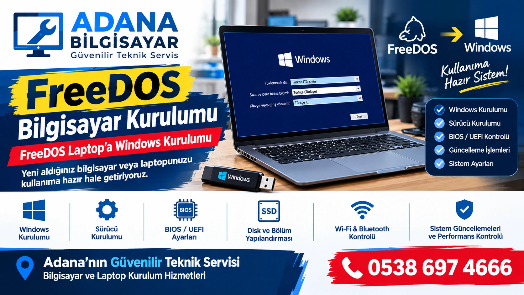 Freedos Bilgisayar Kurulumu Adana